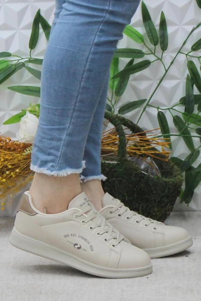 Fort Row Lena Bej Rahat Hafif Sneaker Kadın Spor Ayakkabı ürün görseli 1