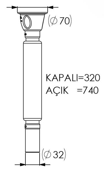KÖRÜKLÜ SİFON STND.KISA 32*70 MM. - Resim 2