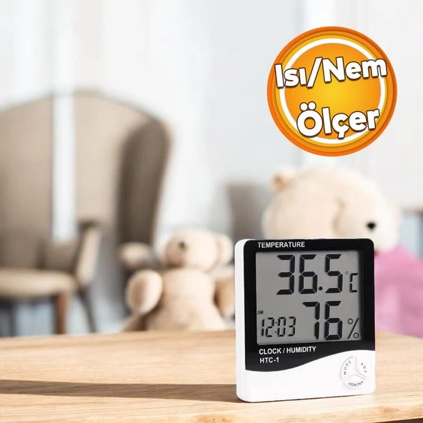 Bebek Odası Termometre Isı Nem Ölçer Oda Sıcaklık Ölçme Derece fahrenhayt Ekranlı Dijital Pilli ürün görseli 1