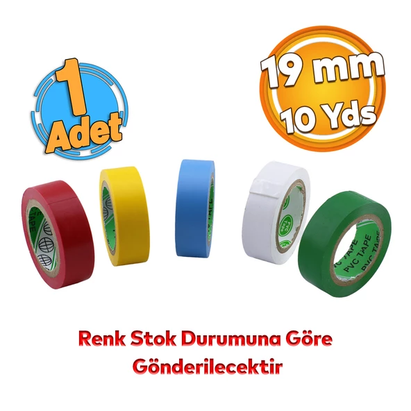 Elektrikçi Bandı 1 ADET Siyah Kırmızı Beyaz İzole Elektirik Bant Bandı Pvc Geniş 19 mm 10 YDS ürün görseli 1