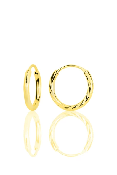 Gümüş altın yaldızlı lazer işlemeli halka küpe SGTL12522GOLD ürün görseli 1