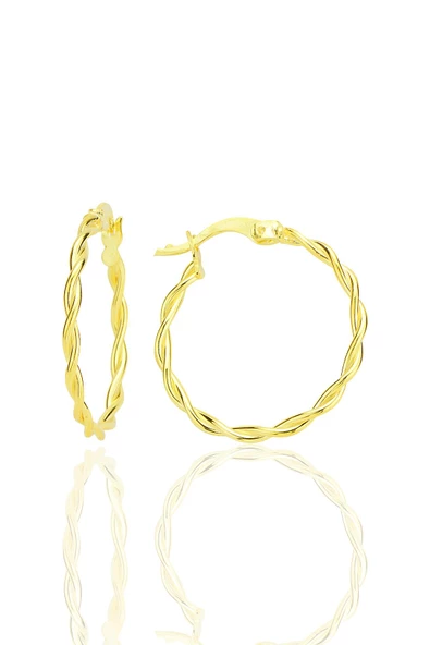 Gümüş altın yaldızlı çift burma halka küpe SGTL12545GOLD ürün görseli 1