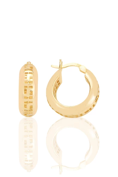 Gümüş altın yaldızlı özel işçilikli, artuklu modeli füzyon halka küpe SGTL12544GOLD ürün görseli 1