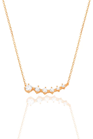 Gümüş rose zirkon sıra taşlı pırıltı kolye SGTL12555ROSE ürün görseli 1