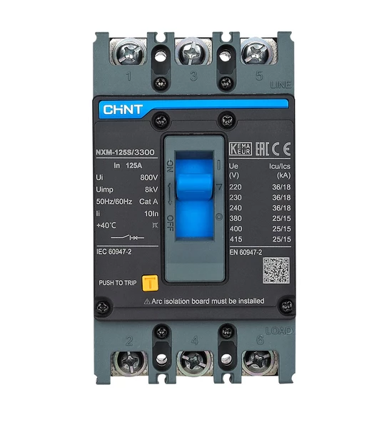 Chint NXM-125S 3 Kutuplu 125A 25KA Sabit Kompakt Şalter 131363 ürün görseli 1