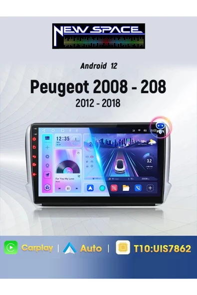 PEUGEOT 208-2008 ANDROİD 4GB RAM 64GB ROM 8 ÇEKİRDEK CARPLAY MULTİMEDYA ürün görseli 1