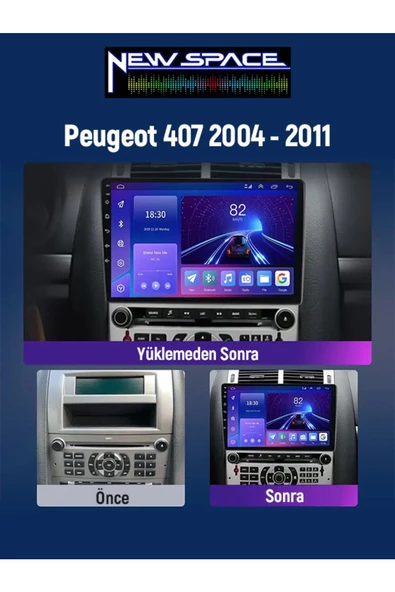 PEUGEOT 407 ANDROİD 4GB RAM 64GB ROM 8 ÇEKİRDEK CARPLAY MULTİMEDYA ürün görseli 1