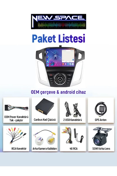 FORD FOCUS 3 ANDROİD 2GB RAM 32GB ROM CARPLAY NAVİGASYON MULTİMEDYA - Resim 2