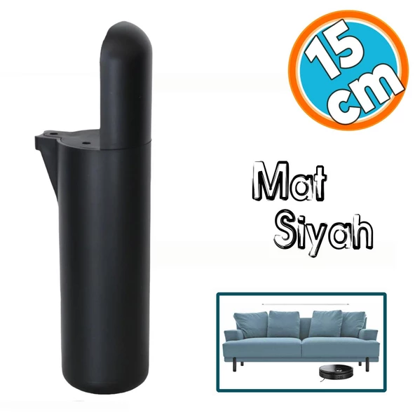 Mobilya Yükseltici Sehpa Kanepe TV Ünitesi Koltuk Ayağı Baza Ayakları Mat Siyah 15 cm ürün görseli 1