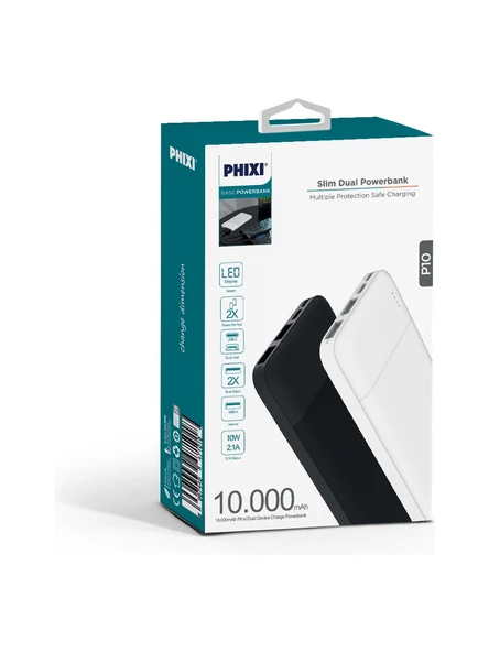 Phixi Basic P10B 10.000MAH Slim Powerbank ürün görseli 1