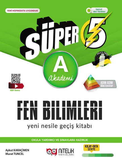 Nitelik Yayınları Süper 5.Sınıf Fen Bilimleri A Akademi Yeni Nesile Geçiş Kitabı ürün görseli 1