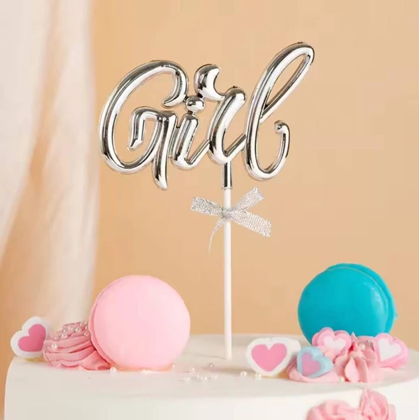Pasta Üstü Çubuklu Girl Krom Gümüş 17 cm ürün görseli 1