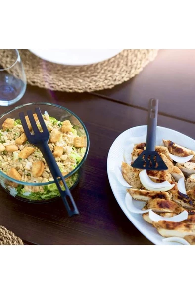 3lü Mini Plastik Spatula Kaşık Çatal Servis Seti Takımı - Resim 2