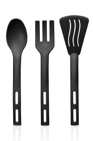 3lü Mini Plastik Spatula Kaşık Çatal Servis Seti Takımı ürün görseli 1