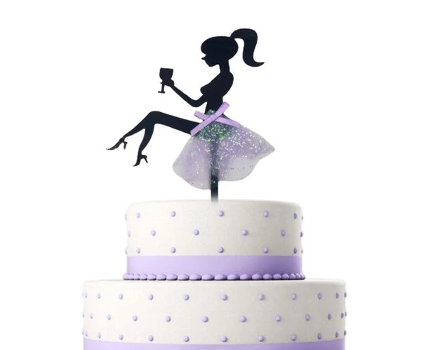 Pasta Üstü Bride Etekli Model Mor Tüllü 16 cm ürün görseli 1