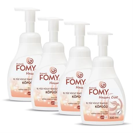 FOMY Hassas Cilt Kuru Sert Ciltler Yoğun Nemlendirici Arındırıcı Kremli Köpük Sabun 4 adet 300 ml ürün görseli 1