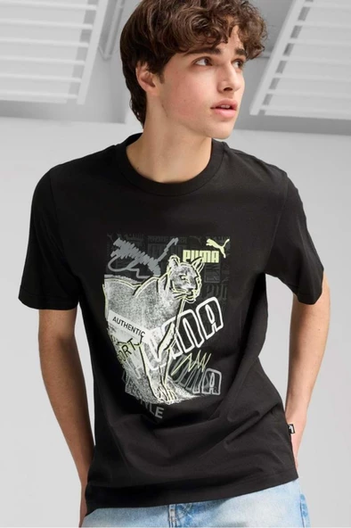Puma GRAPHICS  683213 01 Baskılı T-shirt Siyah S-XXL ürün görseli 1