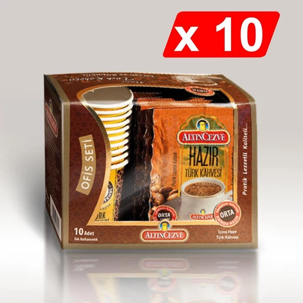 Altın Cezve Hazır Türk Kahvesi Ofis Seti Orta Şekerli 10 x 9 Gr - 10LU PAKET ürün görseli 1