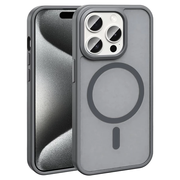 iPhone 15 Pro Kılıf Magsafe Şarj Özellikli Mat Arka Yüzey Sio Kapak ürün görseli 1