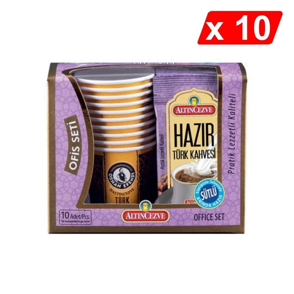 Altın Cezve Hazır Türk Kahvesi Ofis Seti Sütlü 10 x 11 Gr - 10LU PAKET ürün görseli 1