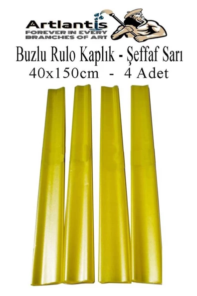 Buzlu Rulo Şeffaf Sarı Kaplık 4 Adet 40x150 cm Defter Kitap Kaplığı Okul Öğrenci Rulo Kaplık ürün görseli 1