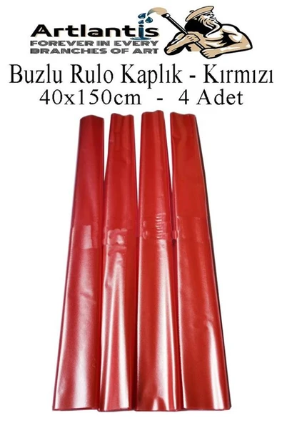 Buzlu Rulo Şeffaf Kırmızı Kaplık 4 Adet 40x150 cm Defter Kitap Kaplığı Okul Öğrenci Rulo Kaplık ürün görseli 1