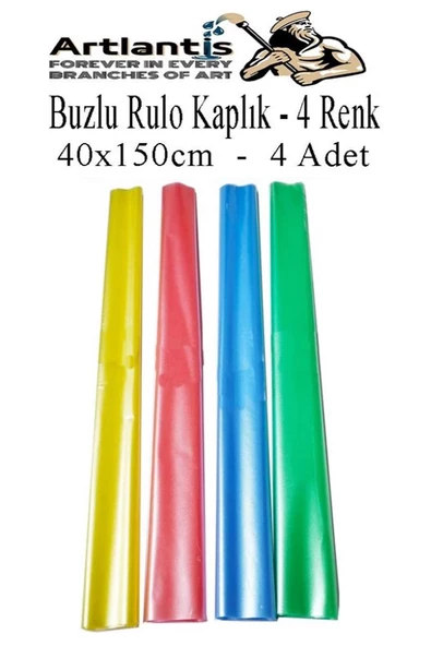 Buzlu Rulo Şeffaf Renkli Kaplık 4 Adet 40x150 cm Defter Kitap Kaplığı Okul Öğrenci Rulo Kaplık ürün görseli 1