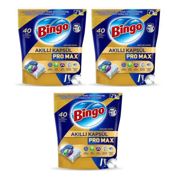 Bingo Akıllı Kapsül Pro Max Bulaşık Makinesi Tableti 40'lı x 3 Adet (120 Kapsül) ürün görseli 1