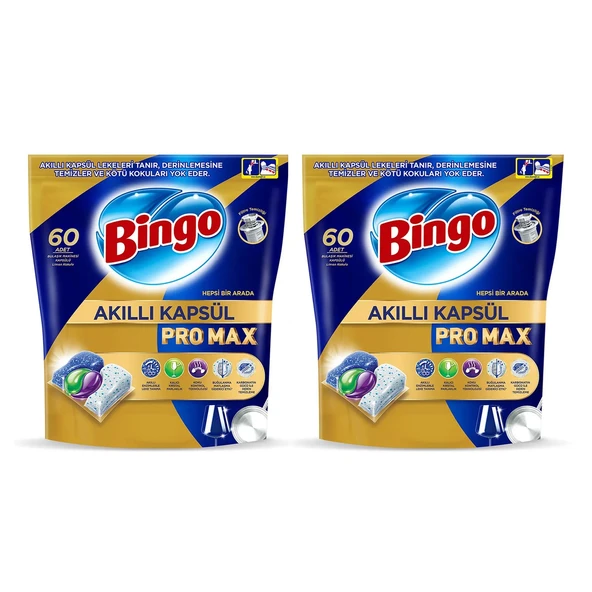 Bingo Akıllı Kapsül Pro Max Bulaşık Makinesi Tableti 60'lı x 2 Adet (120 Kapsül) ürün görseli 1