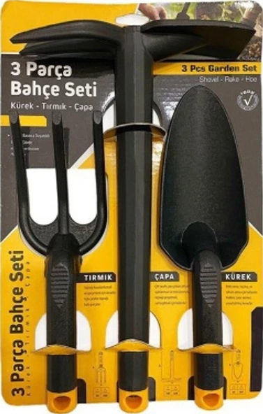 SGS  3 Parça Bahçe Seti - Çapa Tırmık Kürek Set ürün görseli 1