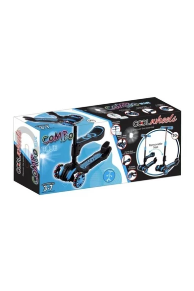 5+ Yaş Süper Cool Wheels Led Işıklı Oturaklı Mavi Renk Combo Scooter Mavi 3 Tekerli ürün görseli 1