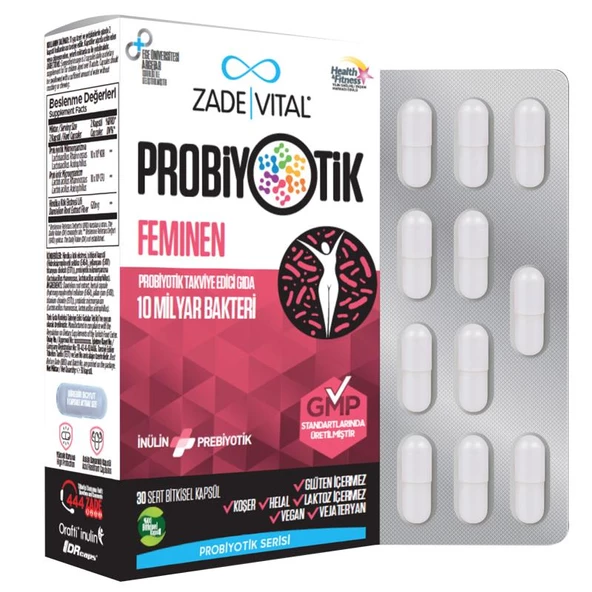 Zade Vital Feminen Probiyotik Takviye Edici Gıda 30 Kapsül ürün görseli 1