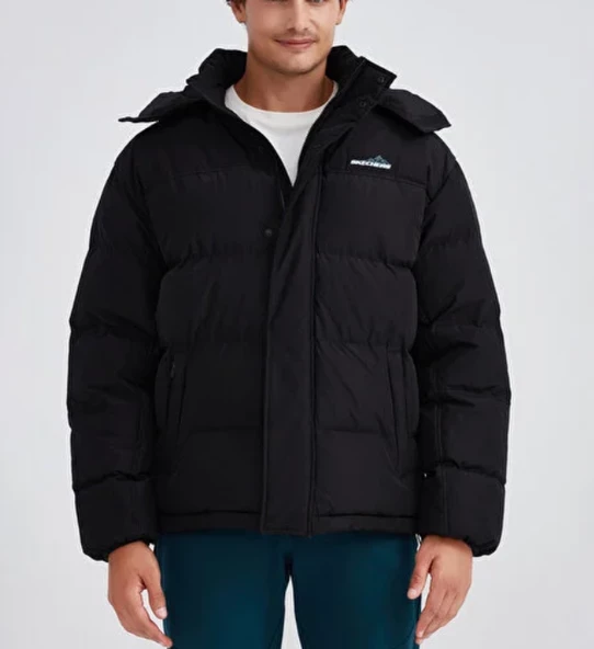 Skechers Outerwear M Padded Jacket Erkek Siyah Mont S232432-001 ürün görseli 1