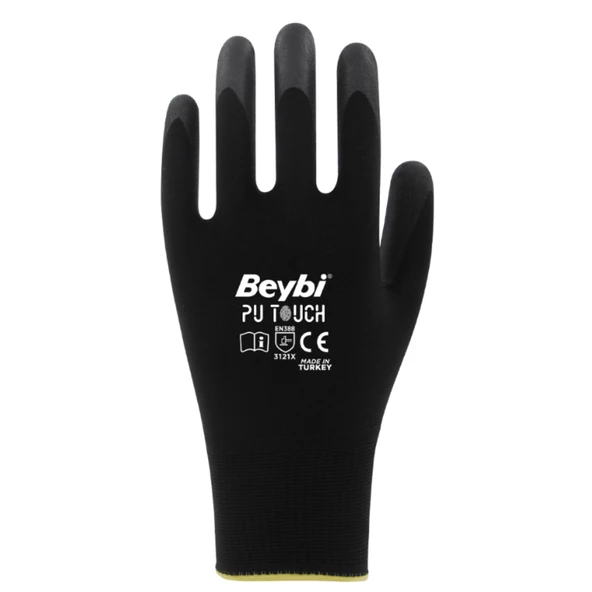 Beybi TOUCH PU Poliüretan Kaplı Polyester Eldiven NO:8 (1 ÇİFT) - Resim 2