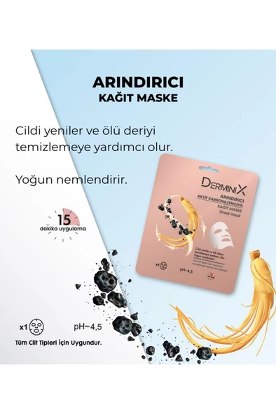 derminix Arındırıcı Aktif Karbon Ve Zencefil Içeren Yüz Kağıt Maskesi ürün görseli 1