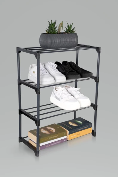 Metal Çok Amaçlı Raf Ayakkabılık Kitaplık Çiçeklik 4 Katlı Organizer ürün görseli 1