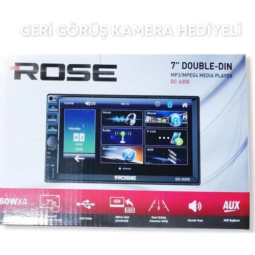 Rose DC-6300 Bt 7 Inç Double Oto USB Sd Bluetooth Teyp - Resim 3