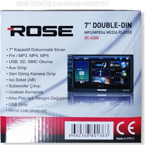 Rose DC-6300 Bt 7 Inç Double Oto USB Sd Bluetooth Teyp - Resim 2