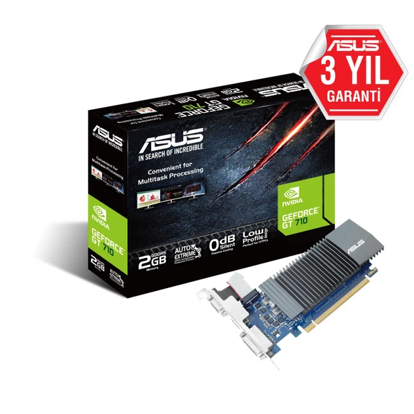 ASUS GT710-SL-2GD5-BRK-EVO GEFORCE GT710 LP 2GB DDR5 64Bit VGA/DVI/HDMI ürün görseli 1