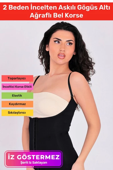 Vücut Şekillendirici Toparlayıcı Sıkılaştırıcı 2 Beden İncelten Askılı Gögüs Altı Ağraflı Bel Korse ürün görseli 1