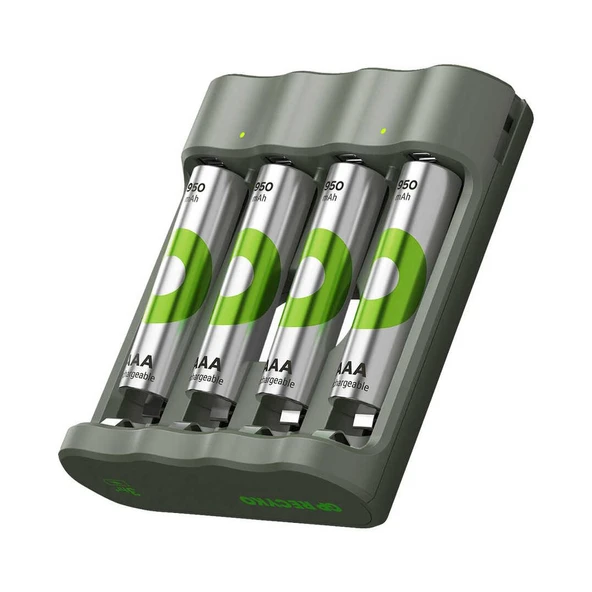 GP RECYKO B441 4 X 950 MAH R03 AAA PİLLİ ŞARJ CİHAZI (GP-B441/100HCER21-2GTLB4) ürün görseli 1