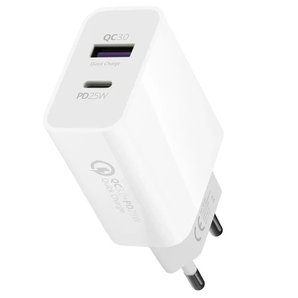 POWERWAY HW25 USB 3.0 / TYPE-C 25W 3.0A HIZLI ŞARJ ALETİ BAŞLIĞI PD25W ürün görseli 1