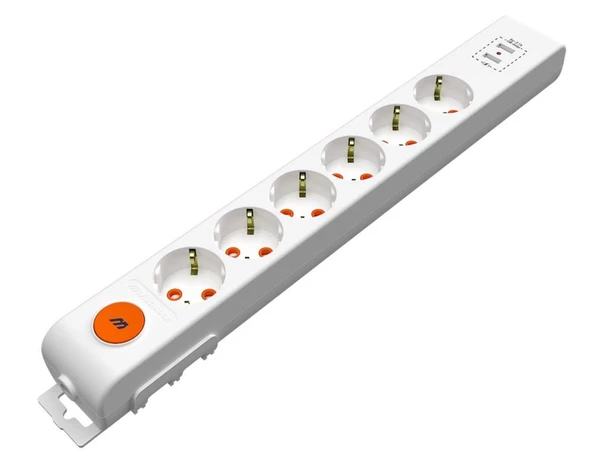 Mutlusan Rı-Tech 6lı Anahtarlı 2Usb Klemensli Topraklı  Grup Priz  (001 175 650001 00 00) ürün görseli 1