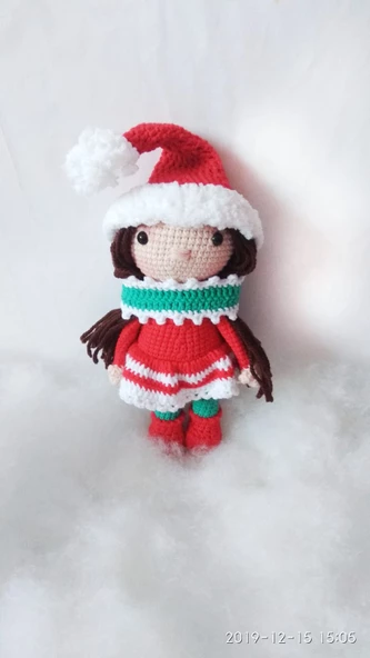 Şapkalı Yılbaşı Bebeği Amigurumi Organik Oyuncak ürün görseli 1