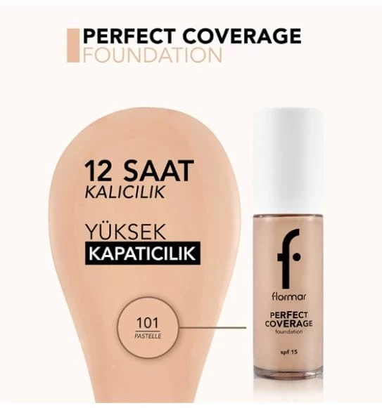 Flormar Perfect Coverage Foundation Fondöten 101 Pastelle - Resim 4