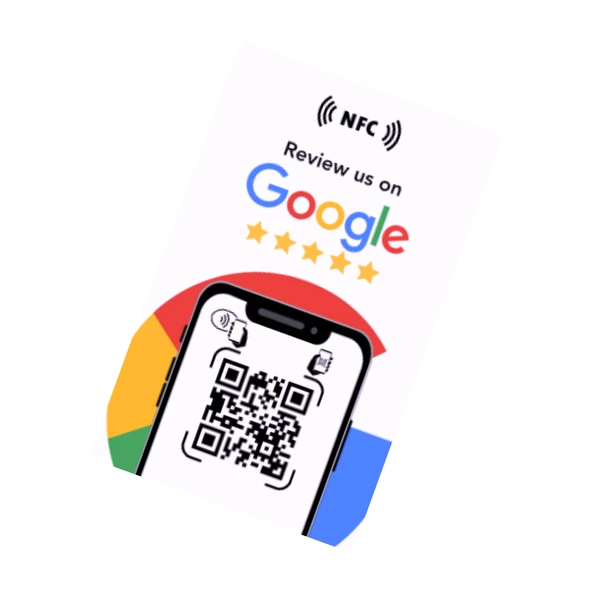 İngilizce NFC ve QR Kodlu Google Yorum ve Puanlama Kartı ürün görseli 1