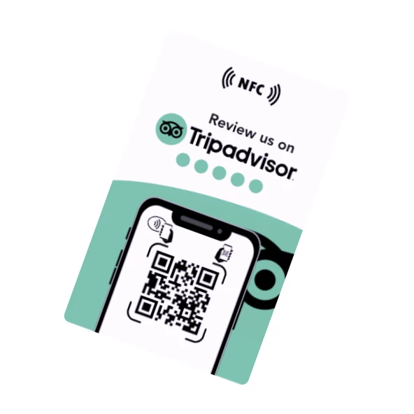 İngilizce NFC ve QR Kodlu Tripadvisor Yorum ve Puanlama Kartı ürün görseli 1
