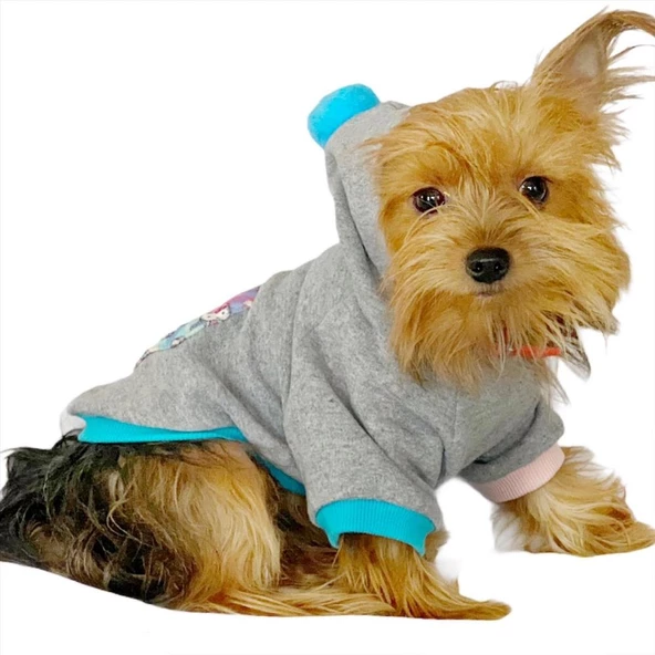 Kitty Grey Kapşonlu Sweat by Kemique Köpek Kazağı ürün görseli 1