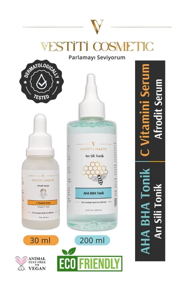 VESTİTİ COSMETİC,AHA BHA Tonik - C Vitamini Serum 2’li Set ürün görseli 1