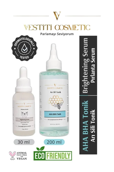 VESTİTİ COSMETİC,AHA BHA Tonik - Brightening Serum 2’li Set ürün görseli 1